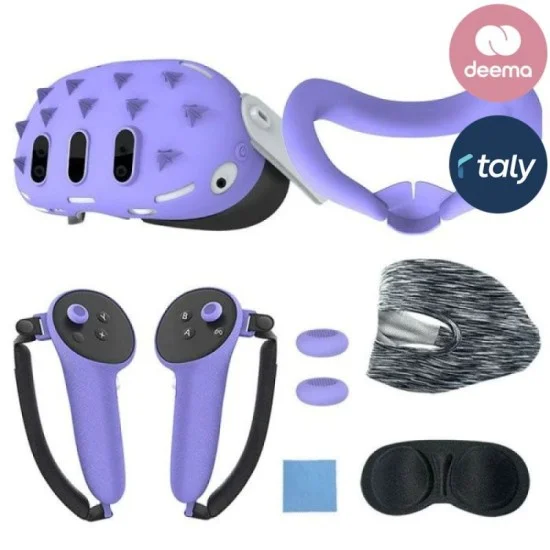 Gamax Meta Quest 3 Hexagon Flat Silicone Protective Case Set - Purple